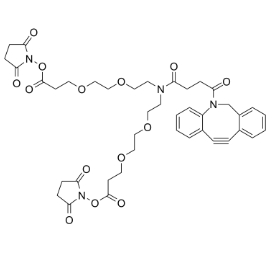 N-DBCO-N-bis(PEG2-C2-NHS ester)，N-Dbco-N-bis(peg2-nhs ester)，CAS號：2128735-29-3，N-二苯基環(huán)辛炔-N-bis(二聚乙二醇-C2-琥珀酰亞胺酯)